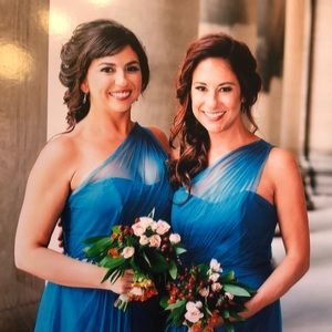 Teal green bridesmaid formal long dress